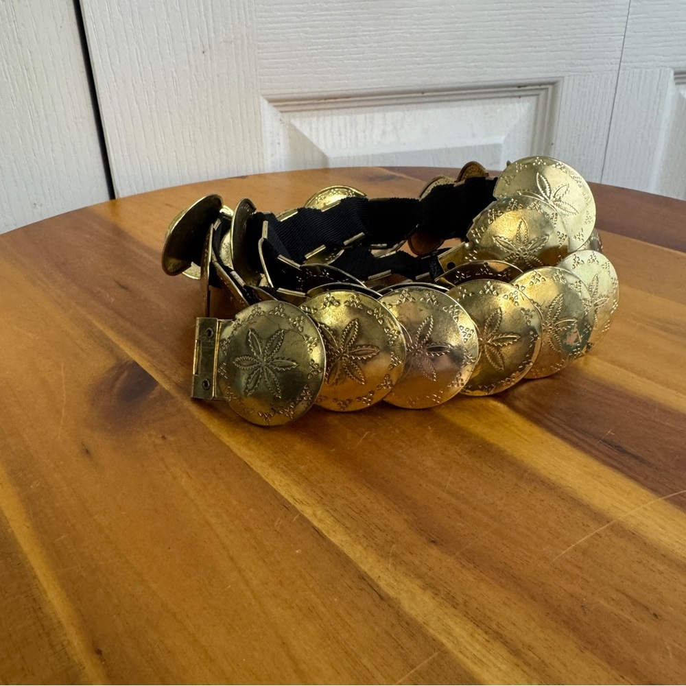 Korea brass metal disc concho elastic‎ belt